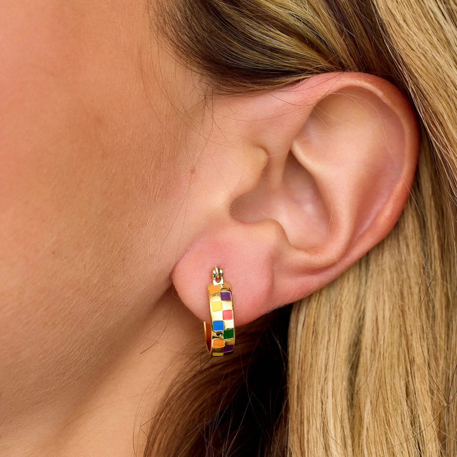 Rainbow Checkerboard Hoop Earrings sold by Pura Vida product image thumbnail 2