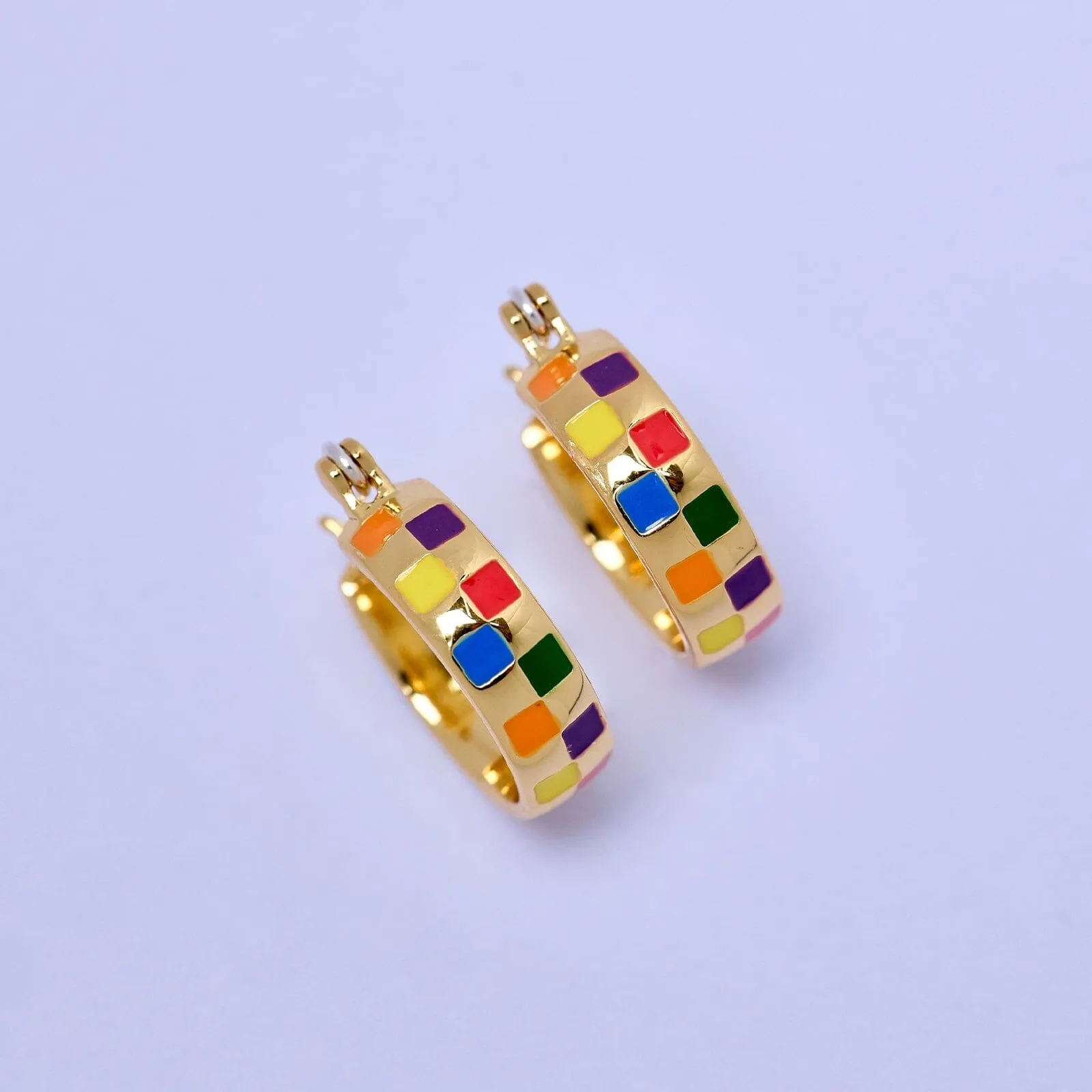Rainbow Checkerboard Hoop Earrings sold by Pura Vida product image thumbnail 4