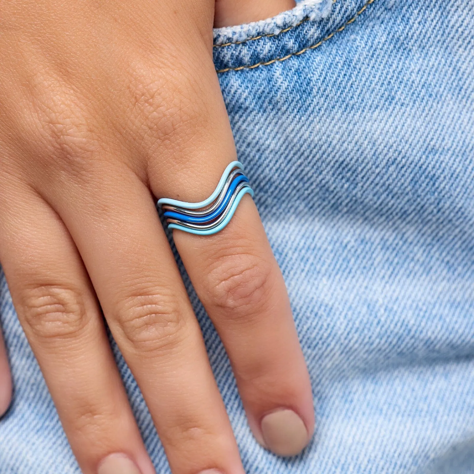 Wavy Enamel Ring Stack sold by Pura Vida product image thumbnail 2