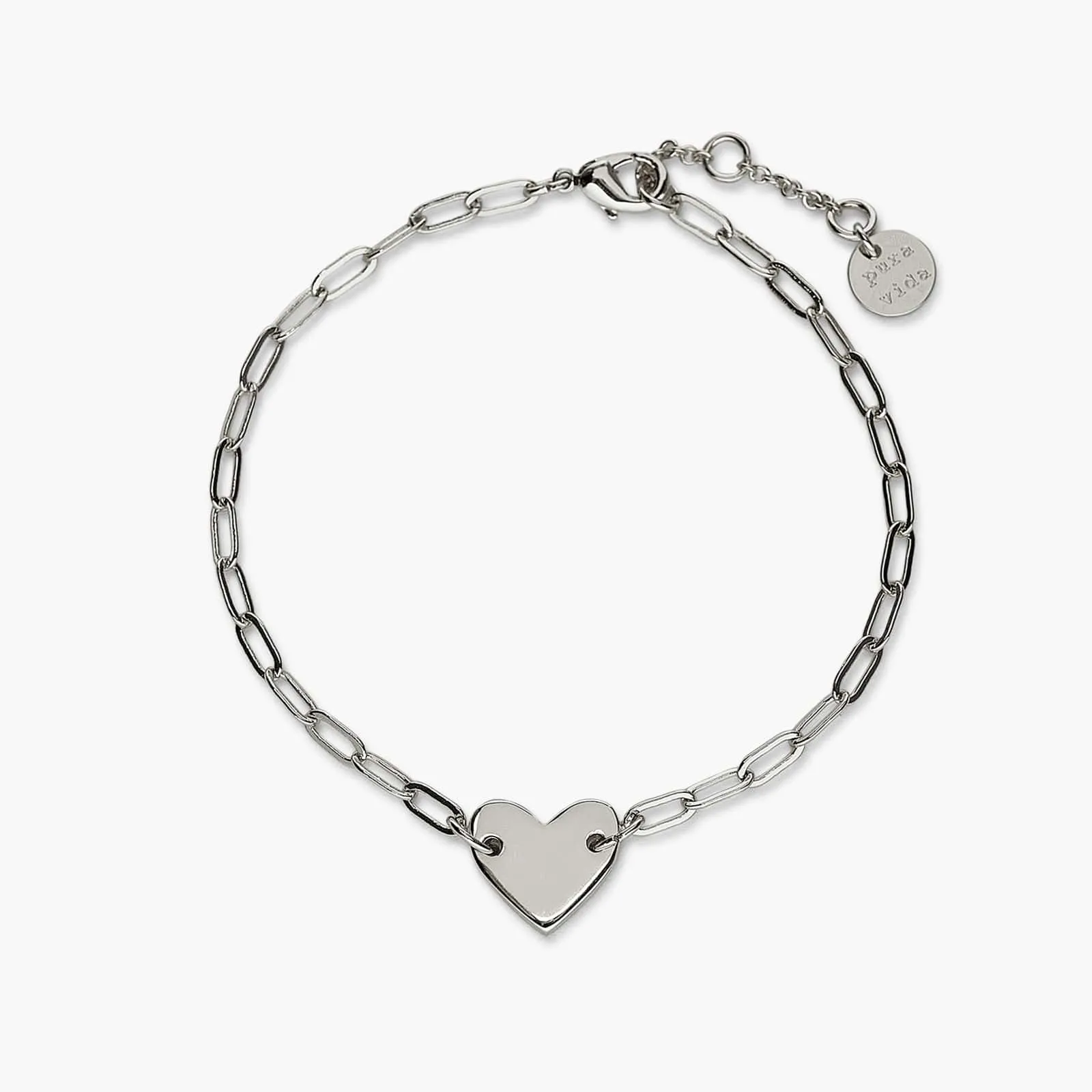 Engravable Heart Paperclip Chain Bracelet sold by Pura Vida