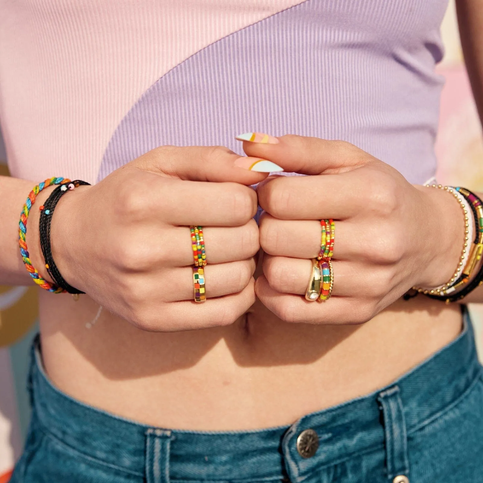 Rainbow Enamel Ring Stack sold by Pura Vida product image thumbnail 3