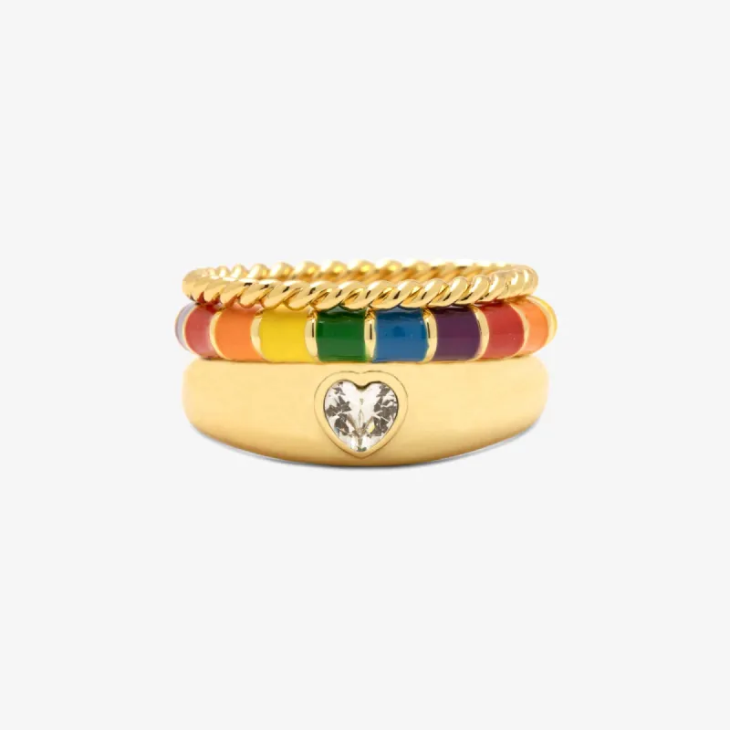 Rainbow Enamel Ring Stack sold by Pura Vida