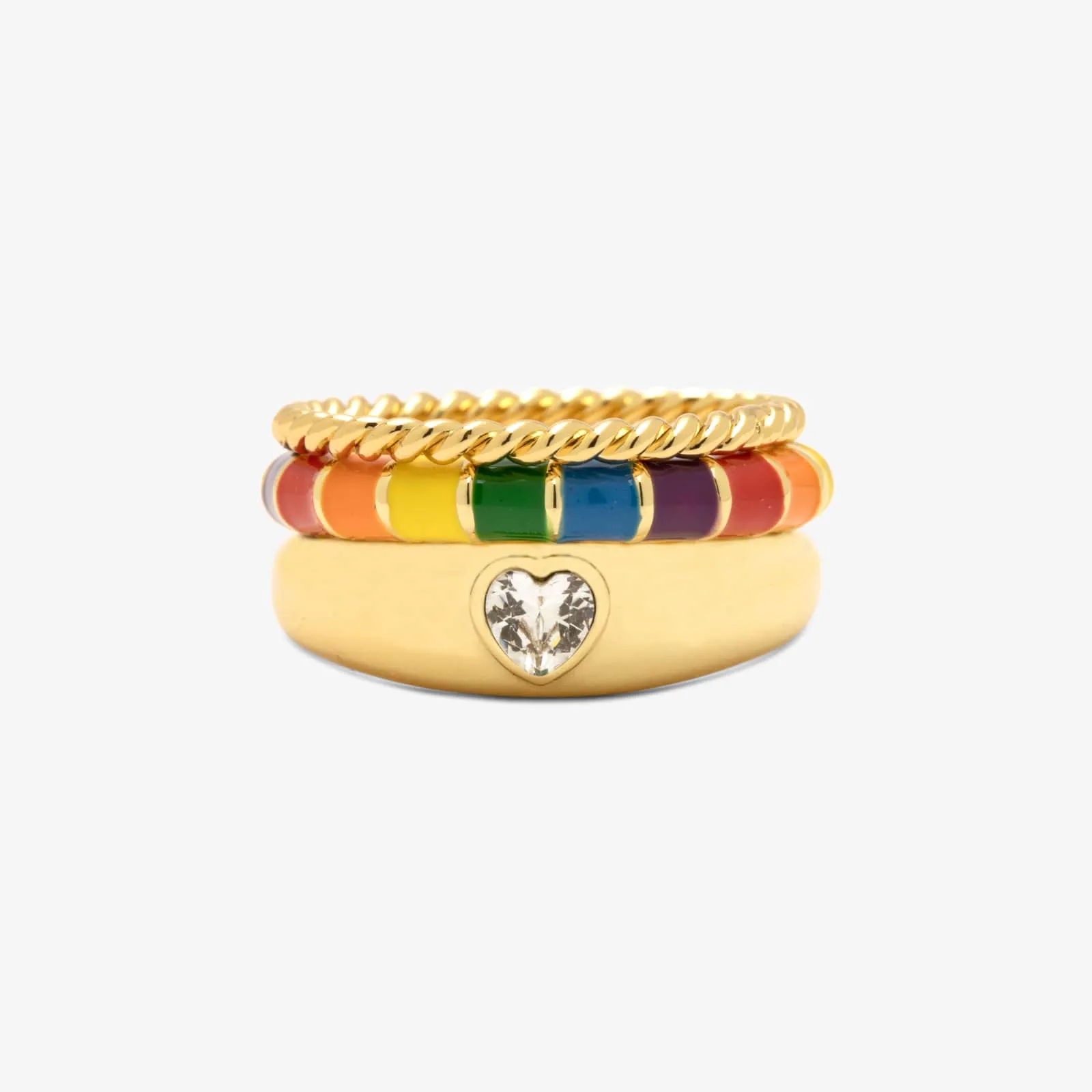 Rainbow Enamel Ring Stack sold by Pura Vida