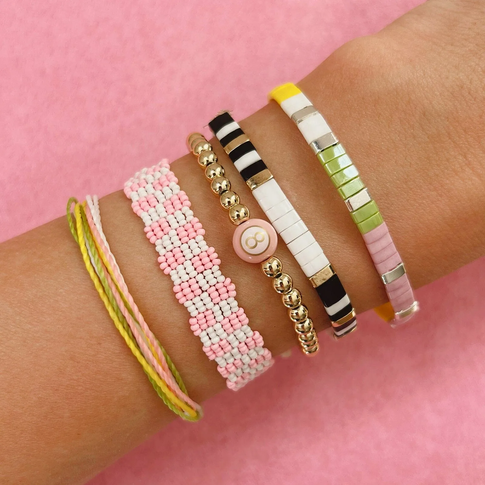 Pink Woven Seed Bead Checkerboard Bracelet sold by Pura Vida product image thumbnail 5