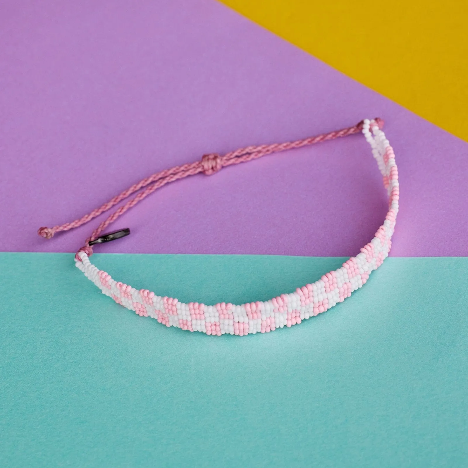 Pink Woven Seed Bead Checkerboard Bracelet sold by Pura Vida product image thumbnail 4