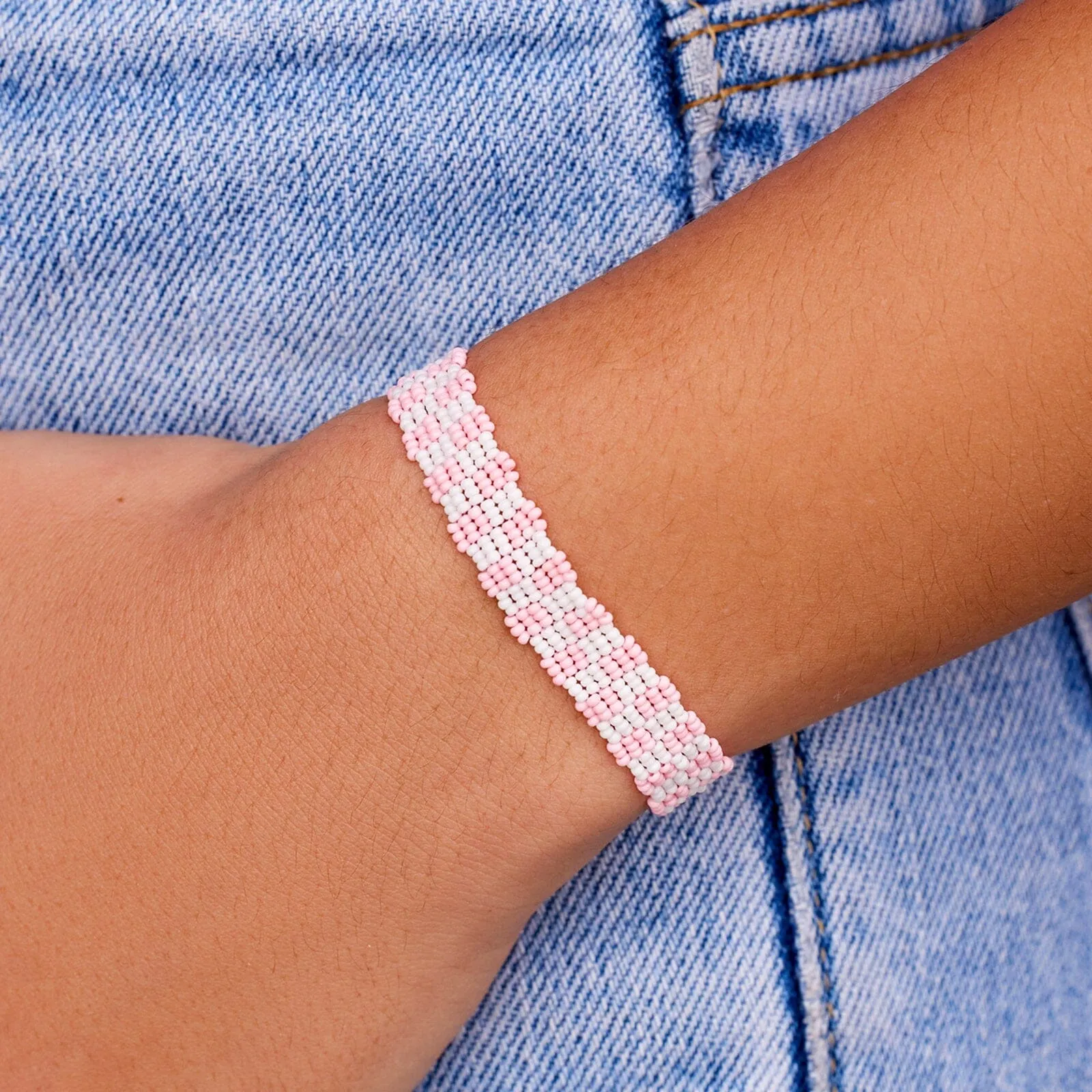 Pink Woven Seed Bead Checkerboard Bracelet sold by Pura Vida product image thumbnail 3