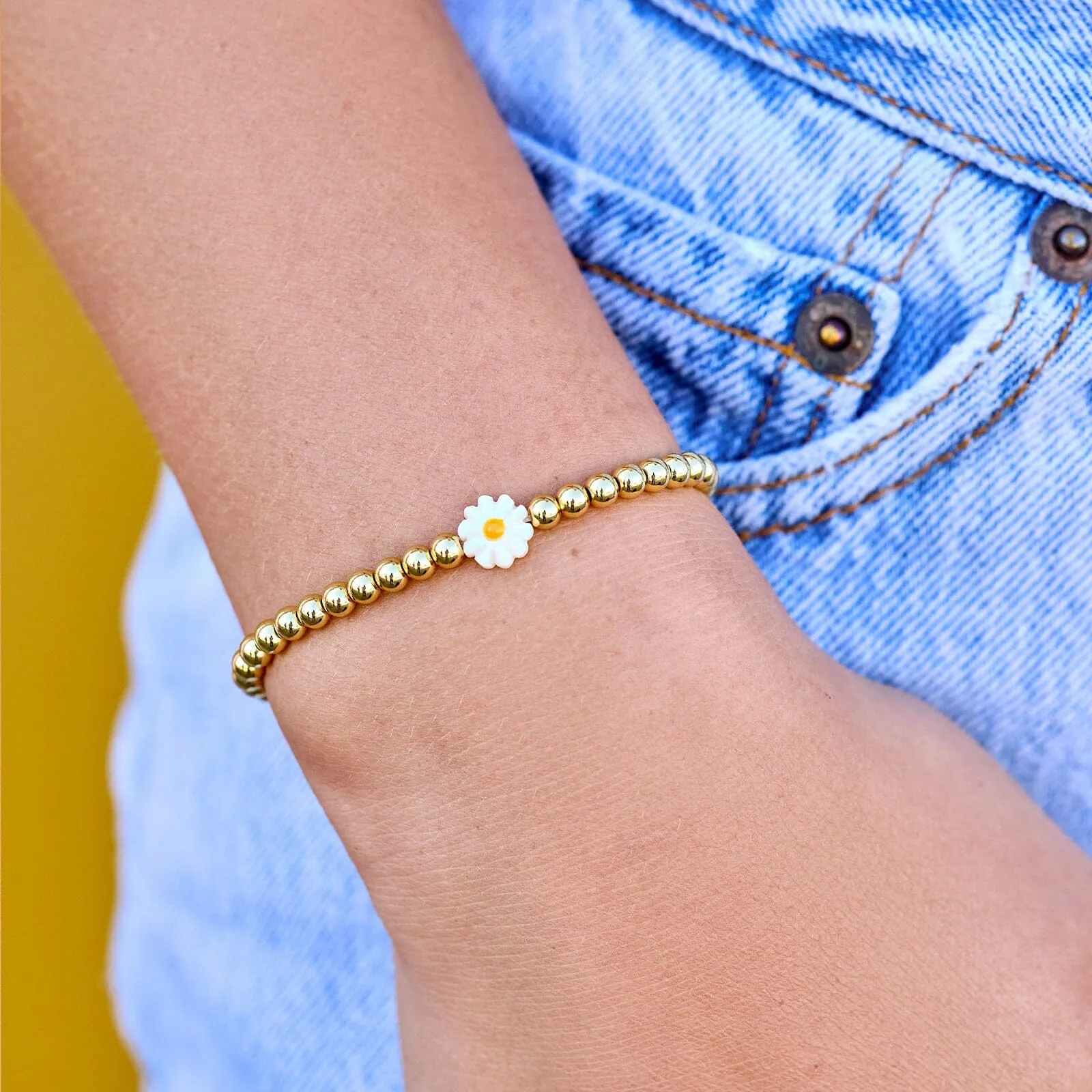 Daisy Gold Bead Stretch Bracelet sold by Pura Vida product image thumbnail 2