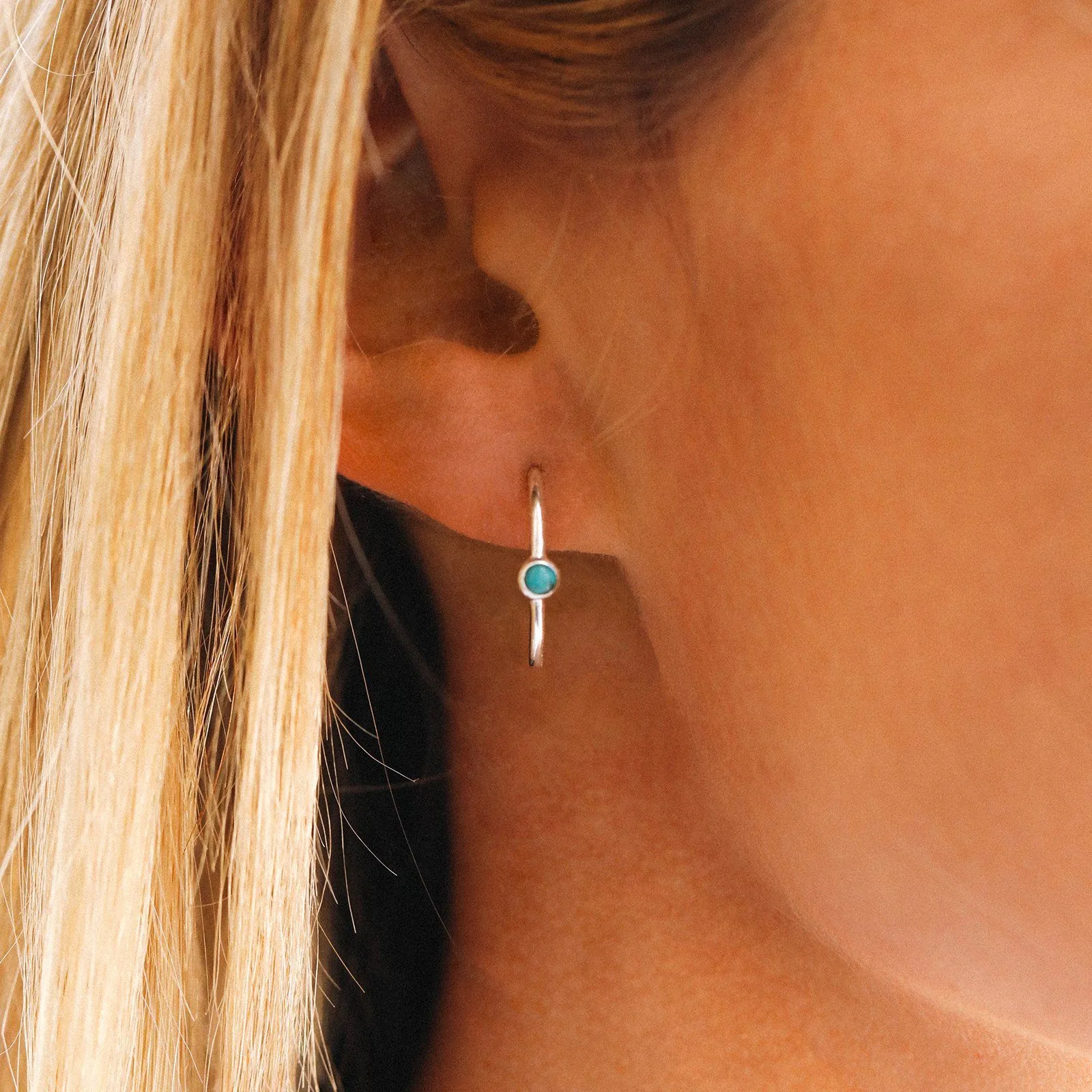 Stone Hoop Stud Earrings sold by Pura Vida product image thumbnail 5