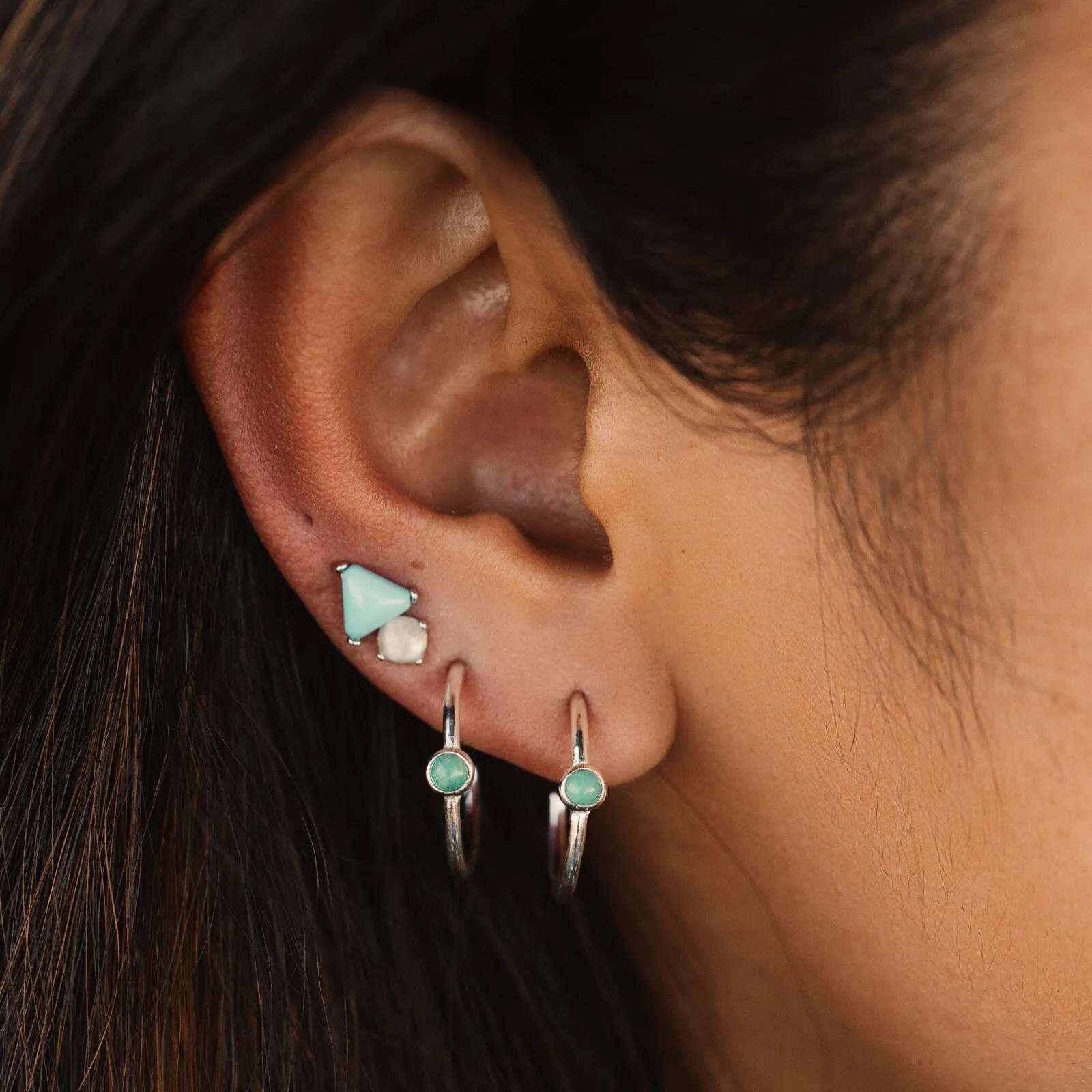 Stone Hoop Stud Earrings sold by Pura Vida product image thumbnail 2