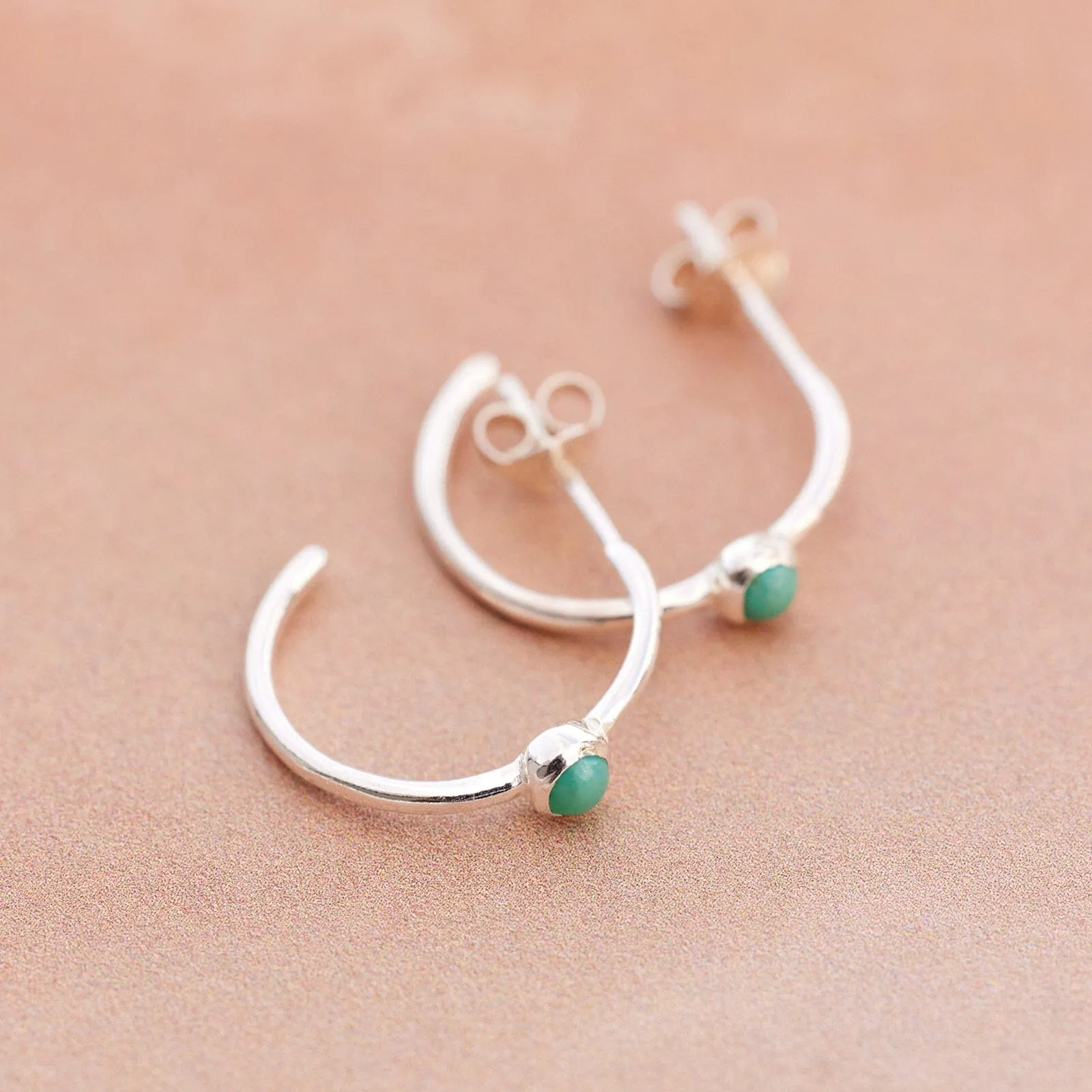 Stone Hoop Stud Earrings sold by Pura Vida product image thumbnail 4