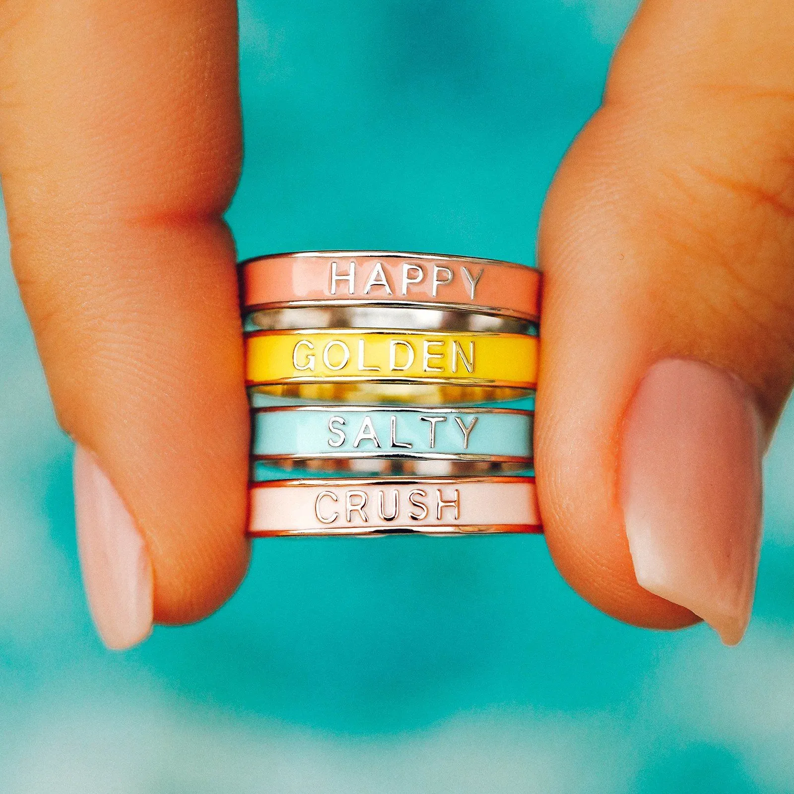 Golden Enamel Word Ring sold by Pura Vida product image thumbnail 3