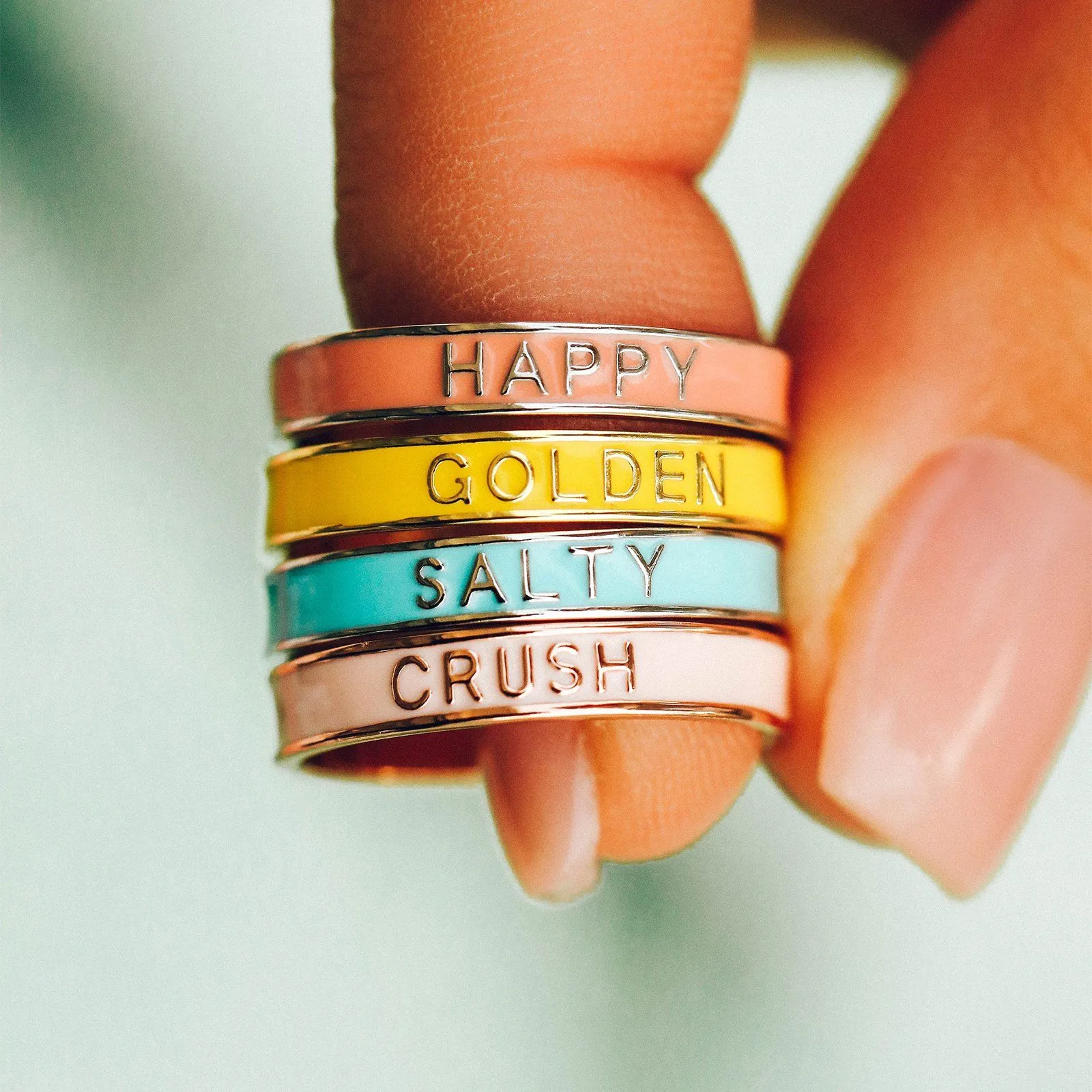 Golden Enamel Word Ring sold by Pura Vida product image thumbnail 4