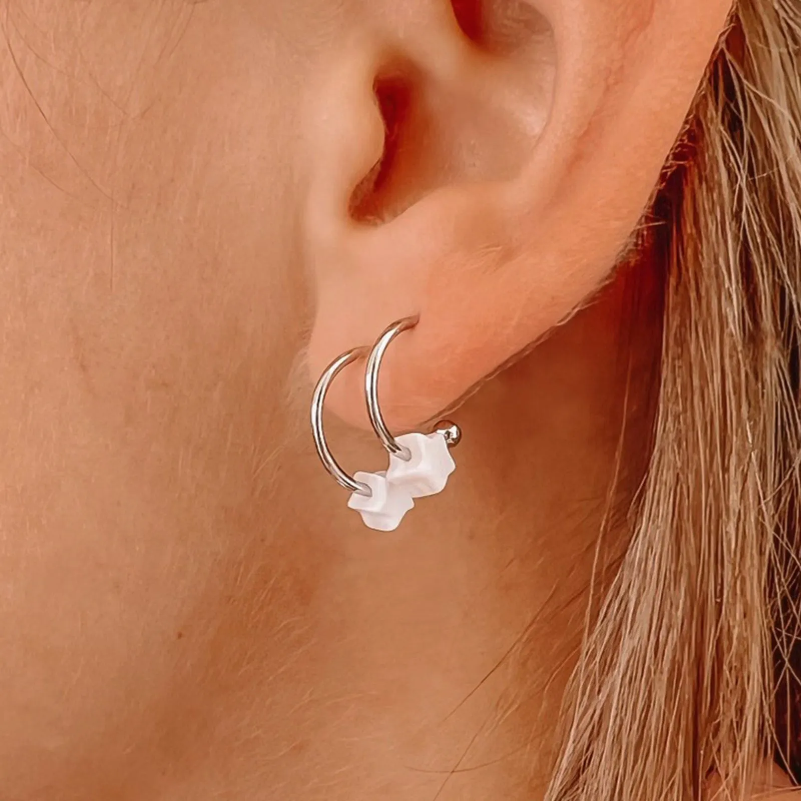 Pearlized Star Bead Hoop Earrings sold by Pura Vida product image thumbnail 2