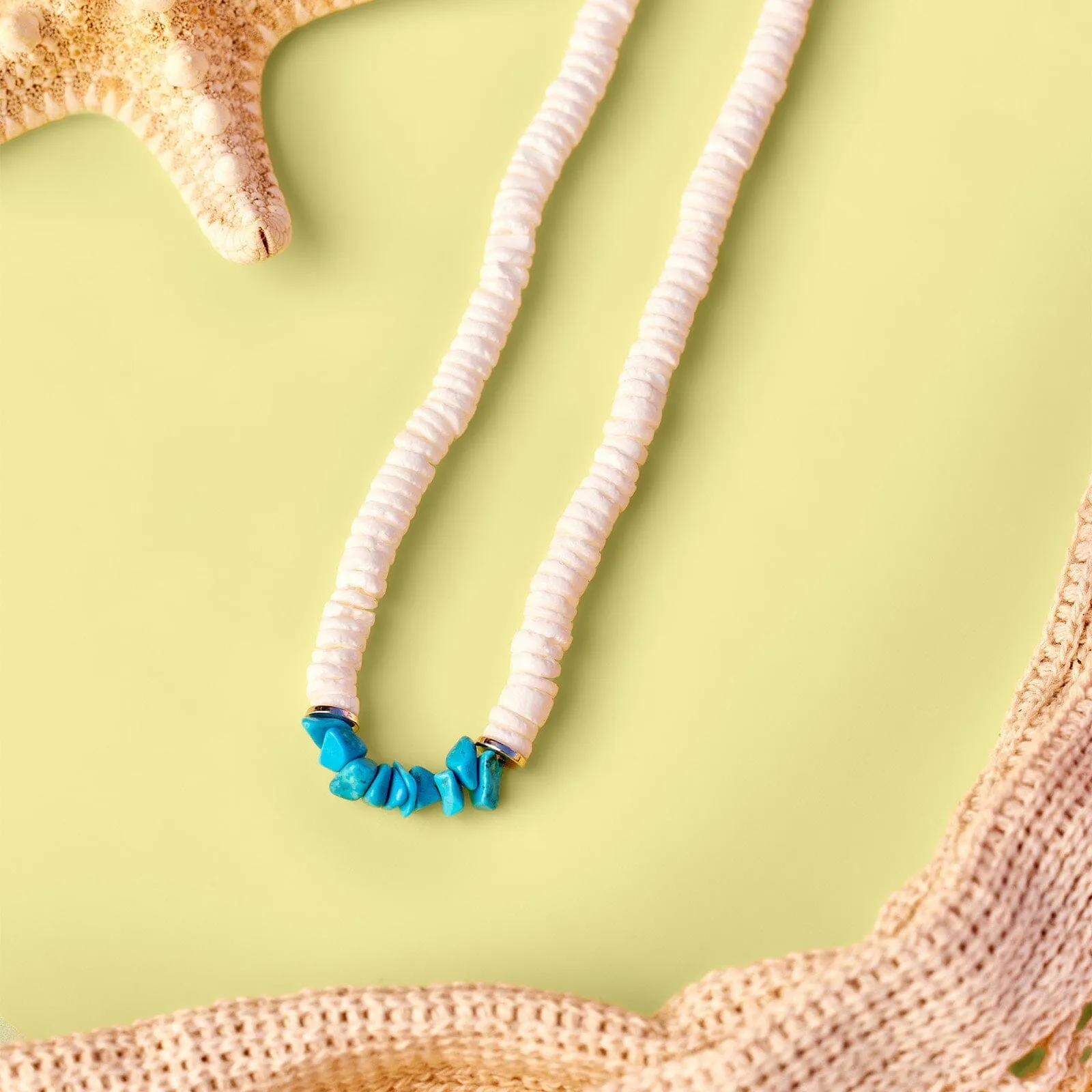 Puka Shell & Turquoise Chip Choker sold by Pura Vida product image thumbnail 4