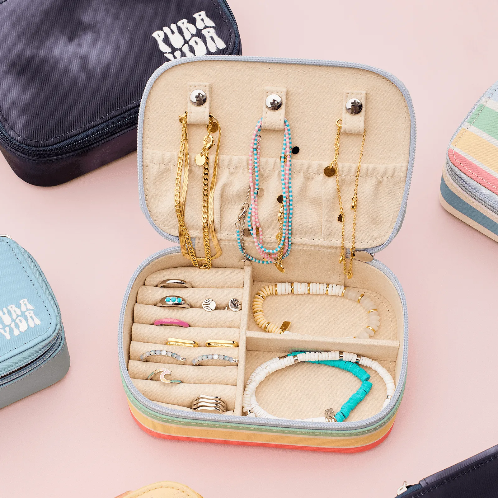 Retro Stripe Journey Jewelry Case sold by Pura Vida product image thumbnail 3