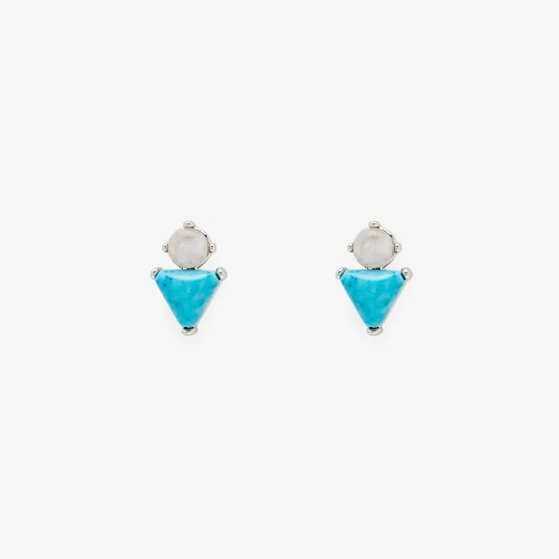 Turquoise & Moonstone Stud Earrings sold by Pura Vida