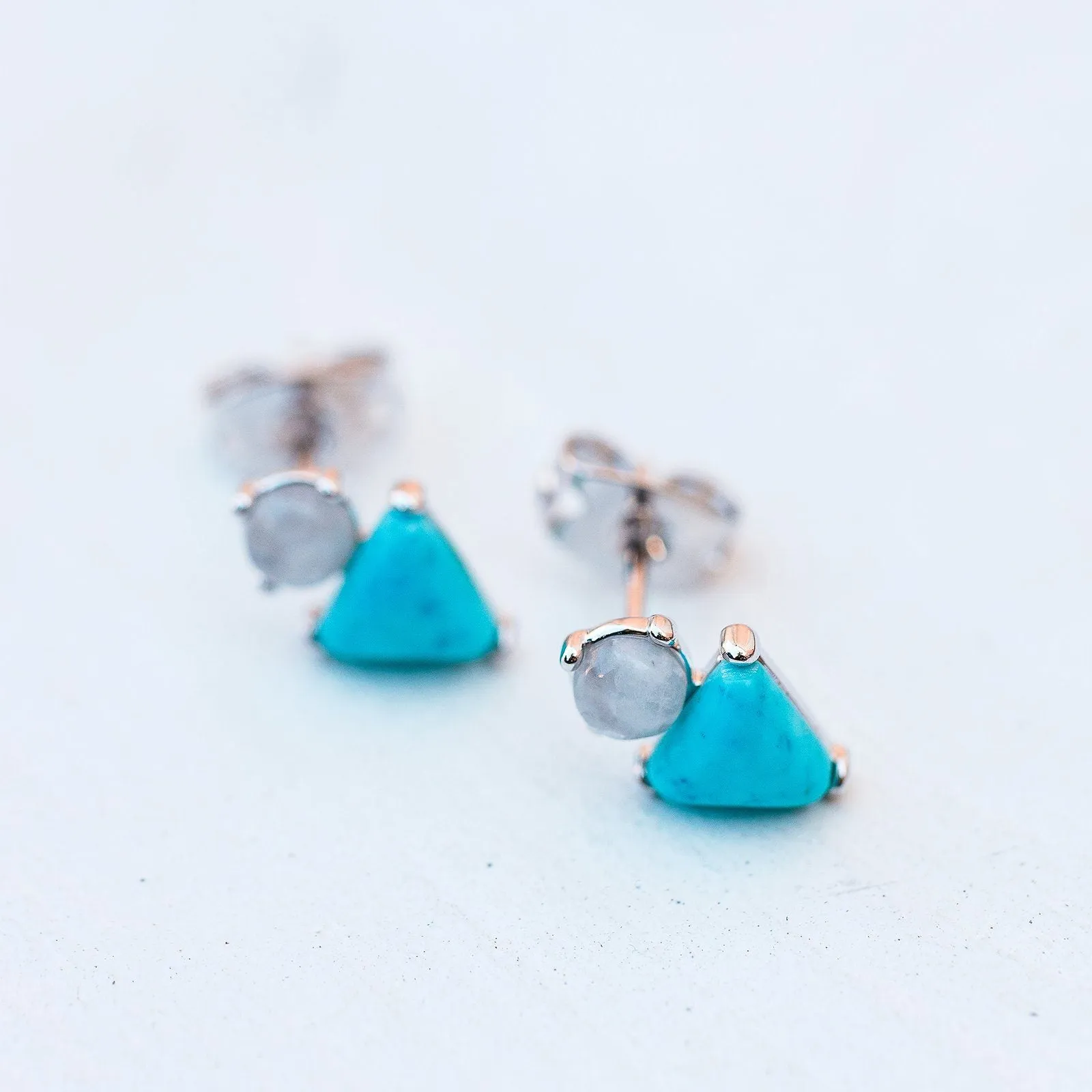 Turquoise & Moonstone Stud Earrings sold by Pura Vida product image thumbnail 4