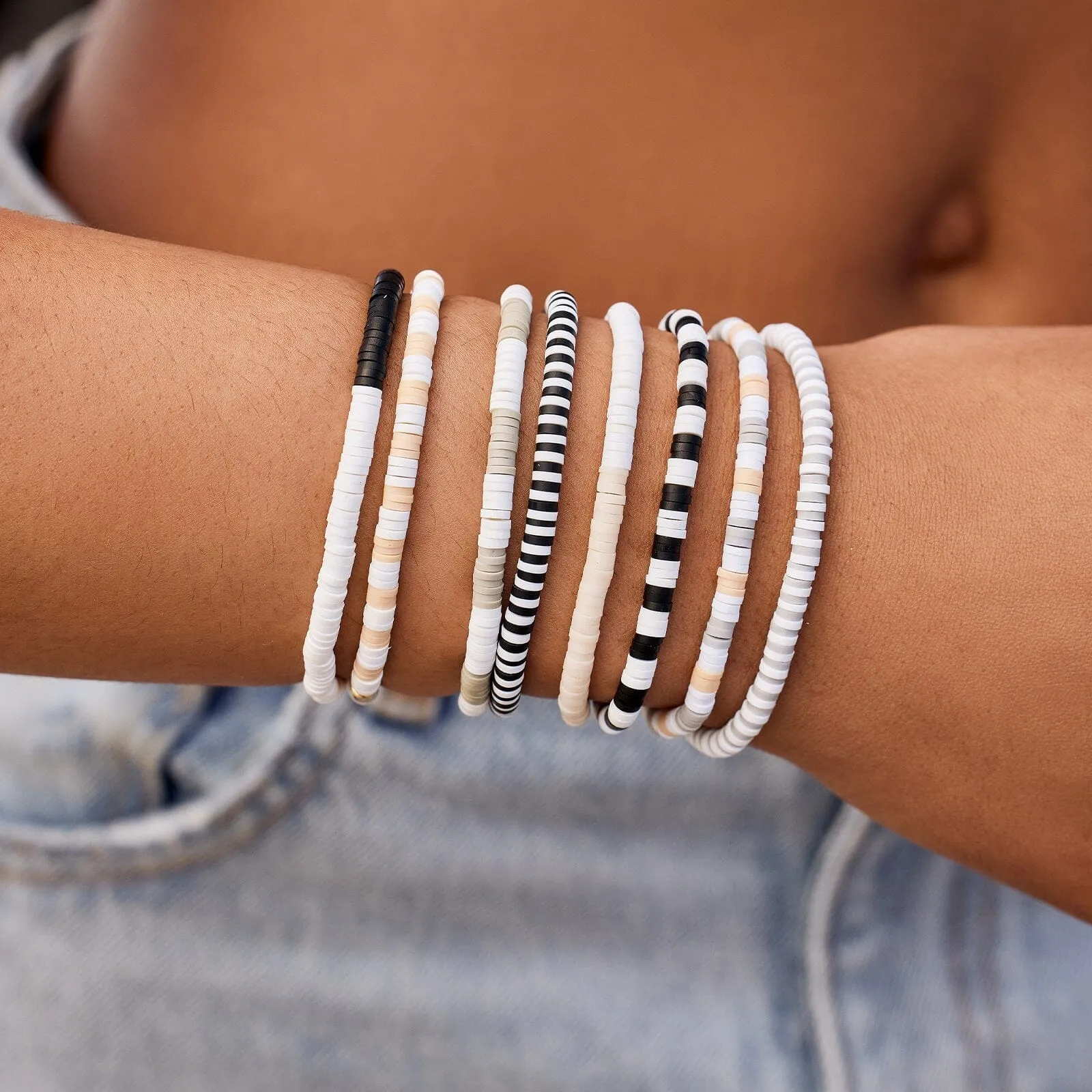 Vacation Vibes Neutral Stretch Bracelet Set of 8 sold by Pura Vida product image thumbnail 3