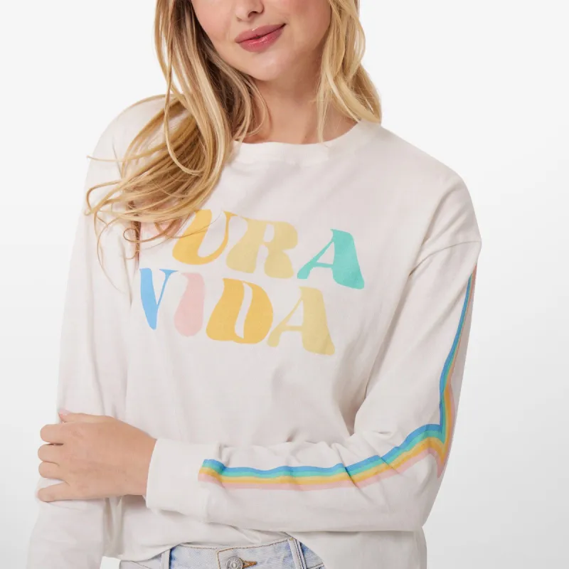 Rainbow Wave Long Sleeve Boxy Tee sold by Pura Vida