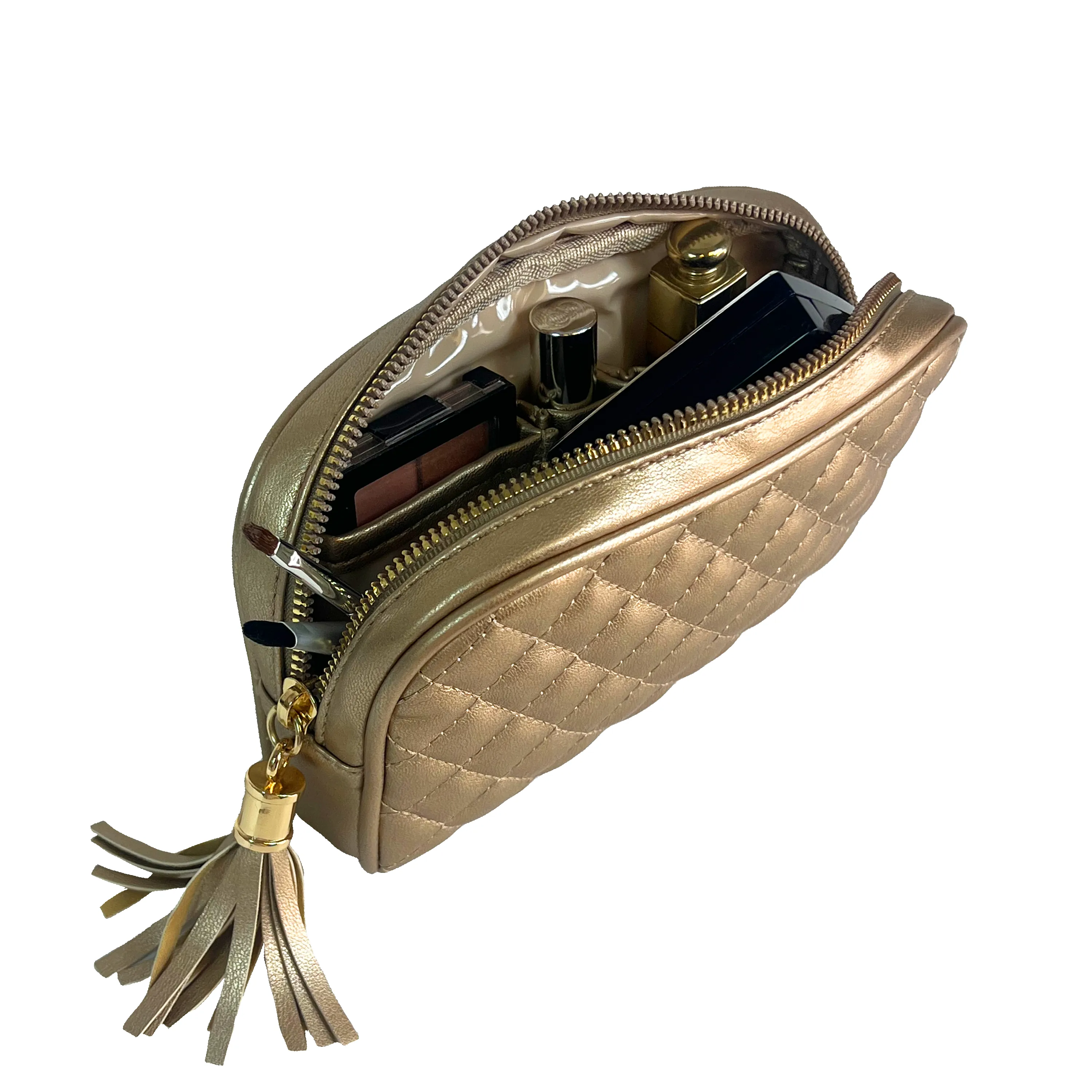 Small Makeup Bag - Gold Quilted sold by PurseN product image thumbnail 2