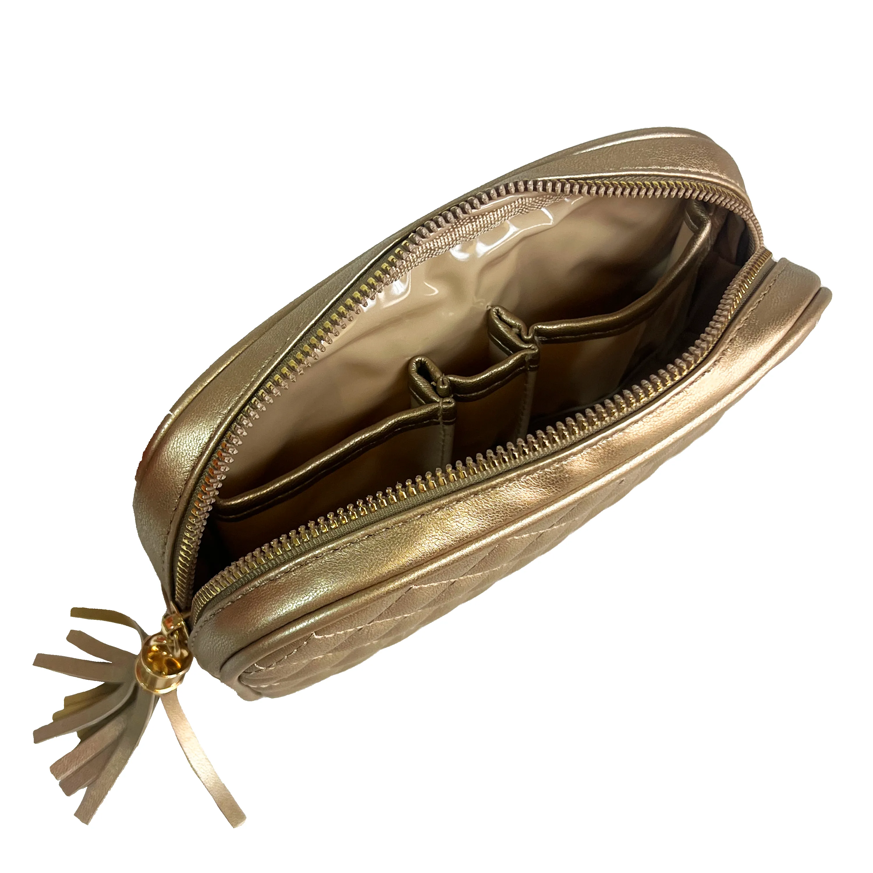 Small Makeup Bag - Gold Quilted sold by PurseN product image thumbnail 3