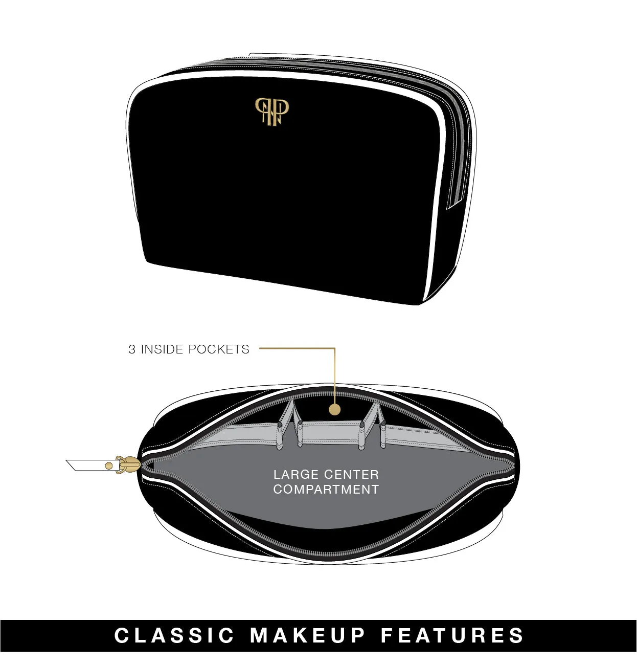 Small Makeup Bag - Gold Quilted sold by PurseN product image thumbnail 5