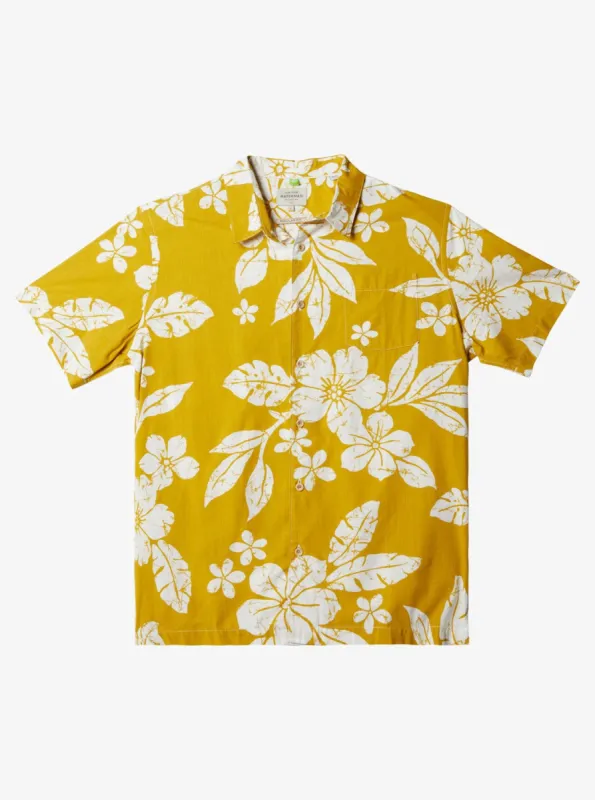 Waterman Aqua Flower Short Sleeve Shirt - Oil Yeallow Aqua Flowers sold by Quiksilver