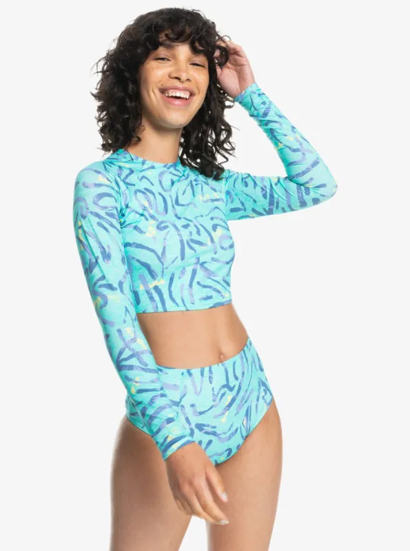 Quiksilver Womens High Waist Bikini Bottoms - Aqua Sky Strange Daze sold by Quiksilver