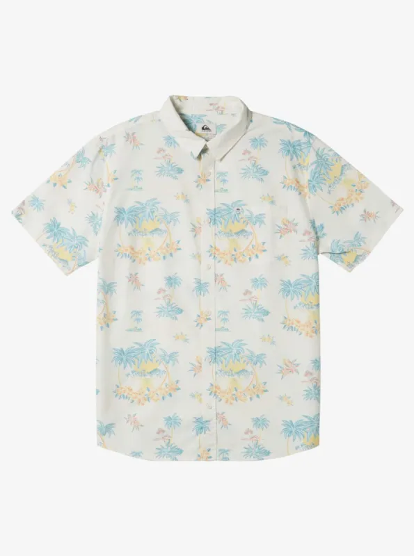 Boys 8-16 Palm Spritz Short Sleeve Woven Shirt - Snow White Palm Spritz sold by Quiksilver