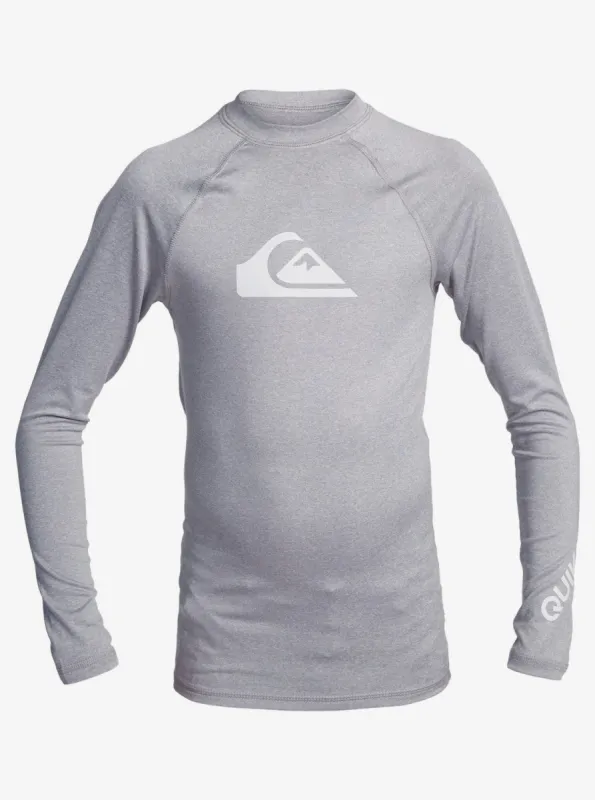 Boys 8-16 All Time Long Sleeve Upf 50 Rashguard - Sleet Heather sold by Quiksilver