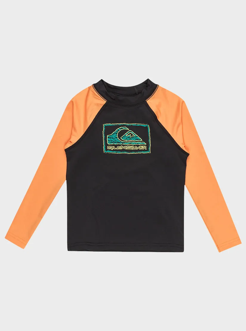 Boys 2-7 Everyday UPF 50 Long Sleeve Rashguard - Black/Tangerine sold by Quiksilver