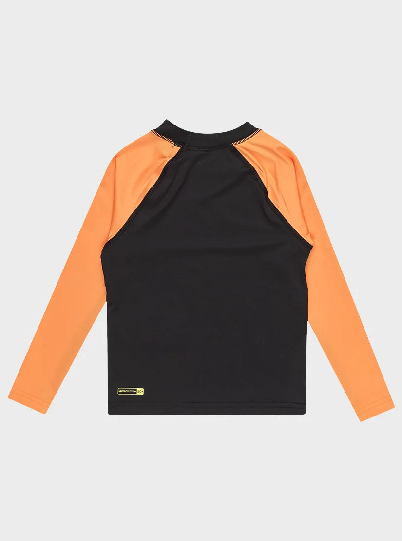 Boys 2-7 Everyday UPF 50 Long Sleeve Rashguard - Black/Tangerine sold by Quiksilver product image thumbnail 2