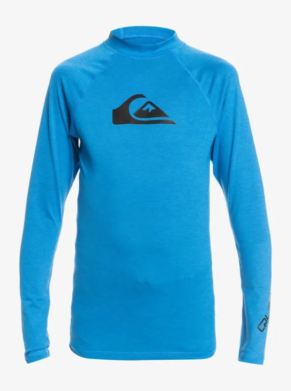 Boys 8-16 All Time Long Sleeve Rashguard - Snorkel Blue Heather sold by Quiksilver