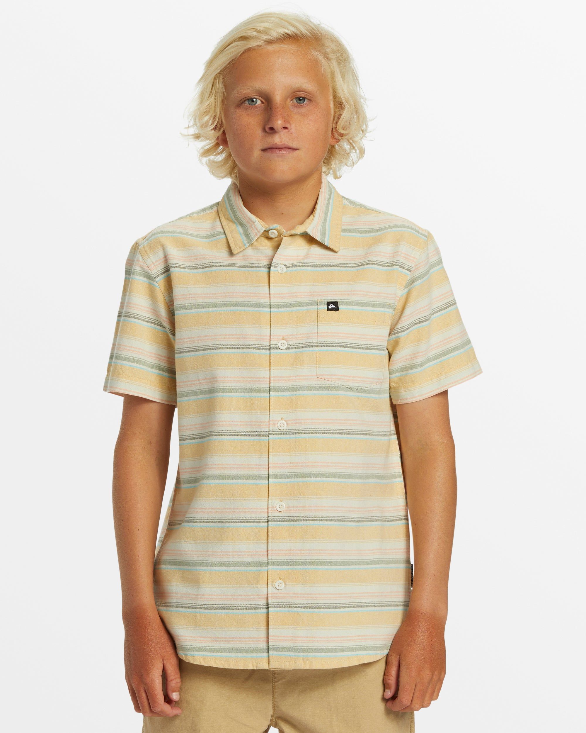 Boys 8-16 Oxford Stripe Classic Short Sleeve Shirt - Ochre sold by Quiksilver