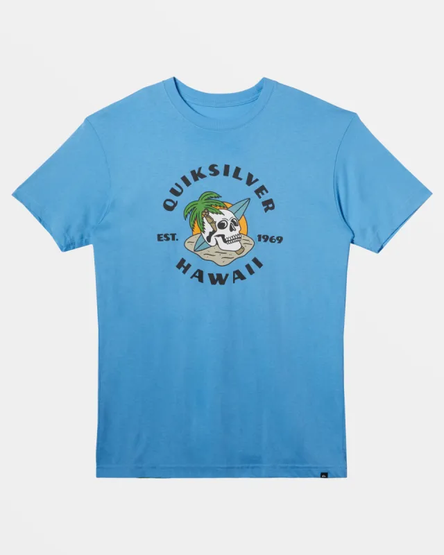 Hawaii Palm And Skull T-Shirt - Azure Blue sold by Quiksilver