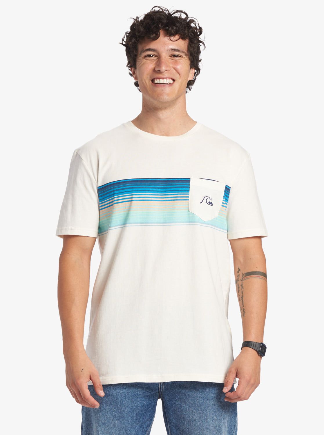 Swell Vision Stripe Pocket T-Shirt - Gardenia sold by Quiksilver product image thumbnail 3