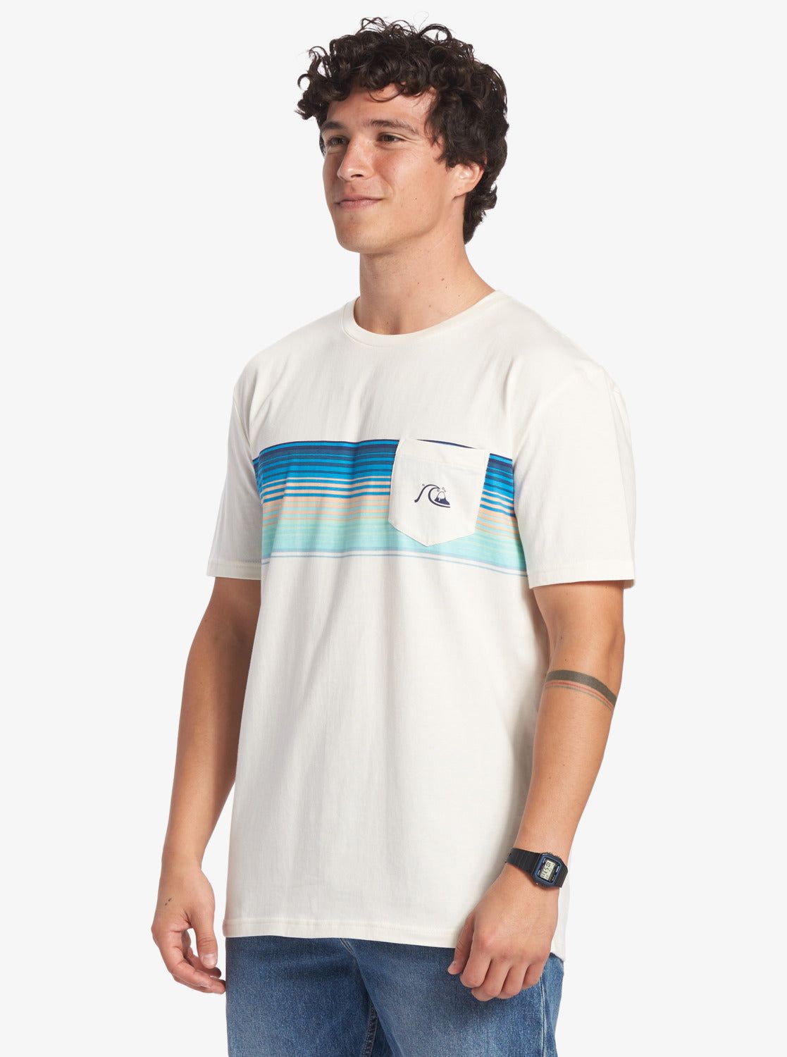 Swell Vision Stripe Pocket T-Shirt - Gardenia sold by Quiksilver product image thumbnail 4