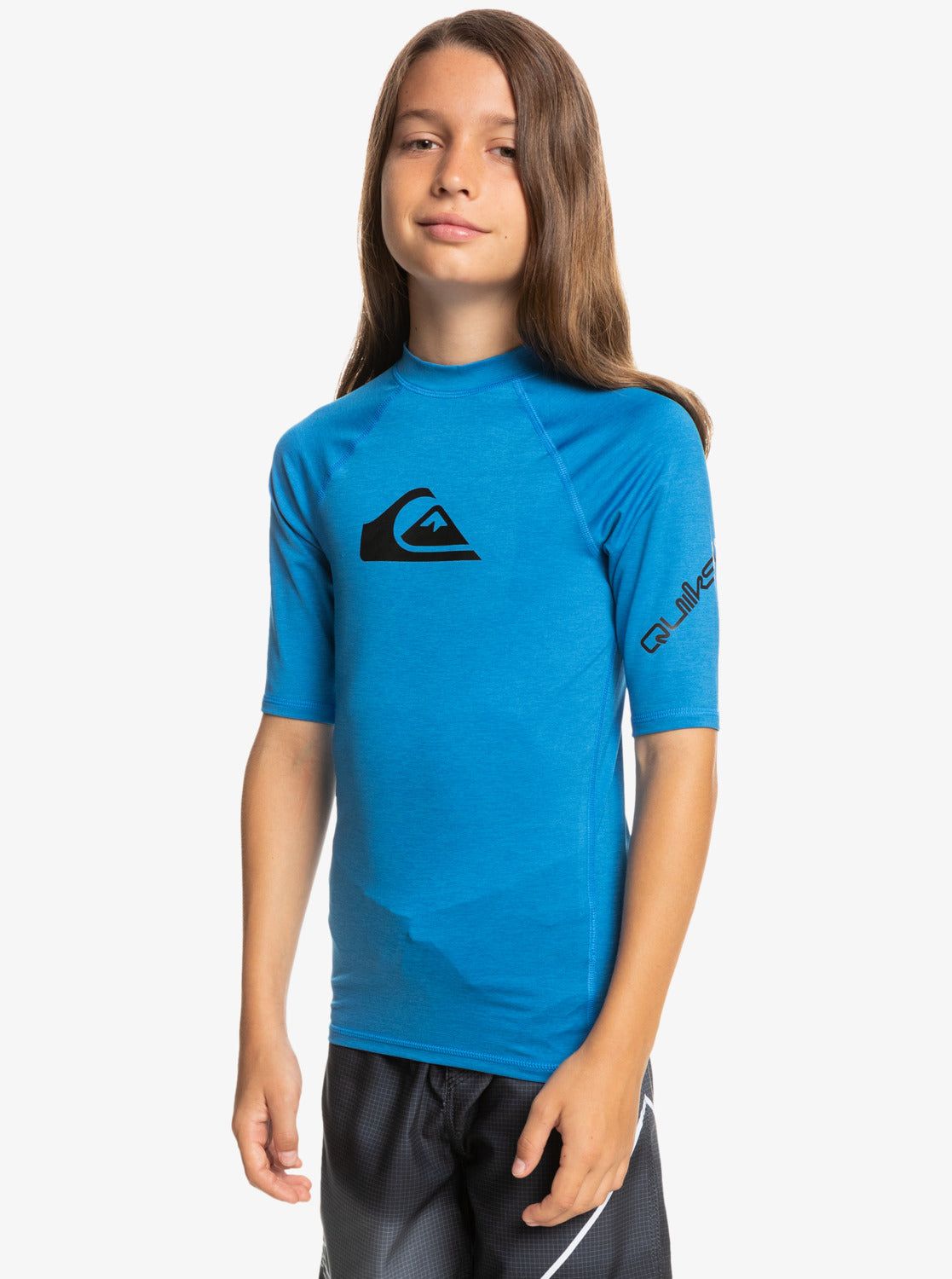 Boys 8-16 All Time Short Sleeve Rashguard - Snorkel Blue Heather sold by Quiksilver product image thumbnail 2