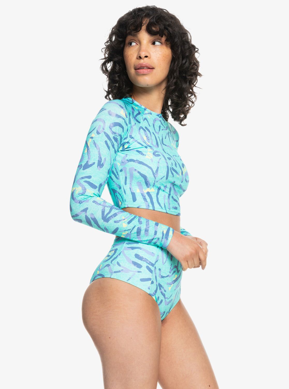 Quiksilver Womens High Waist Bikini Bottoms - Aqua Sky Strange Daze sold by Quiksilver product image thumbnail 2