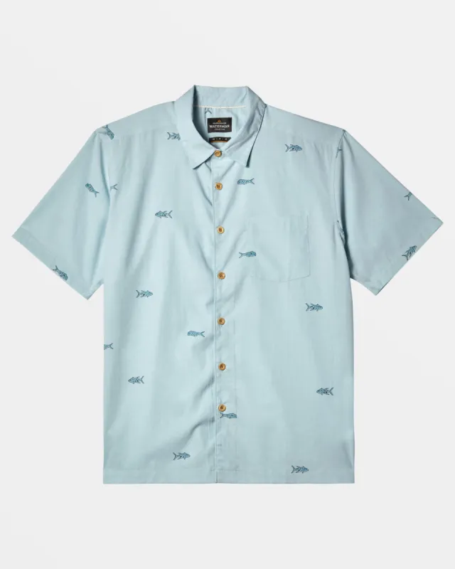 Waterman Full House Short Sleeve Shirt - Sterling Blue Blockhead sold by Quiksilver