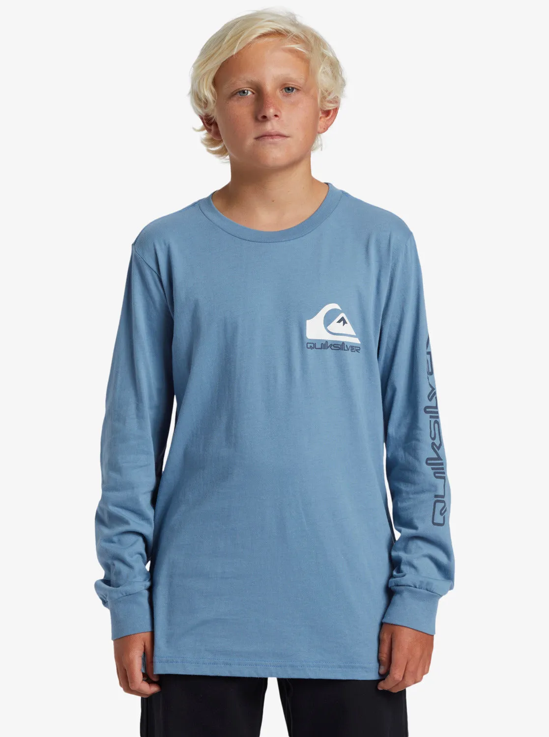 Boys 8-16 Comp Logo Long Sleeve T-Shirt - Blue Shadow sold by Quiksilver
