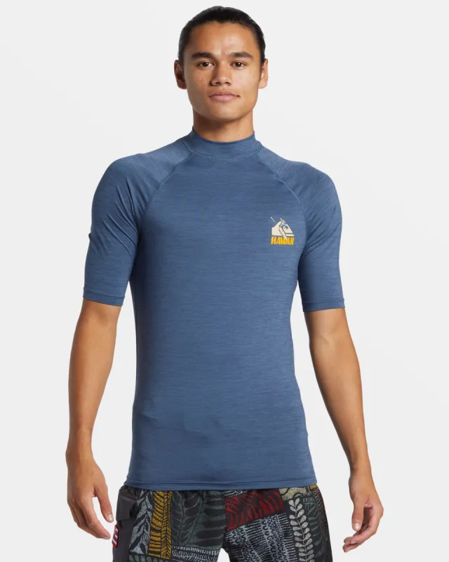 Petroglyph UPF 50 Short Sleeve Rashguard - Vintage Indigo Heather made by Quiksilver
