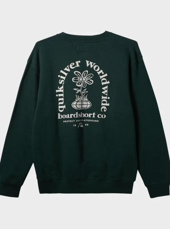 E Peace Out Crew Neck Sweatshirt - Green sold by Quiksilver