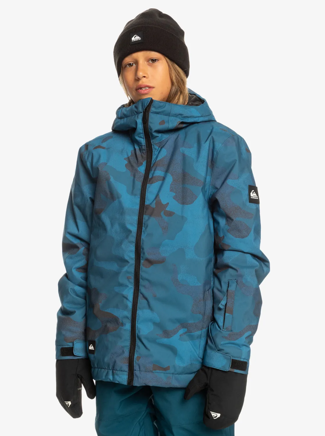 Boys 8-16 Mission Printed Technical Snow Jacket - Spray Camo Majolica Blue sold by Quiksilver