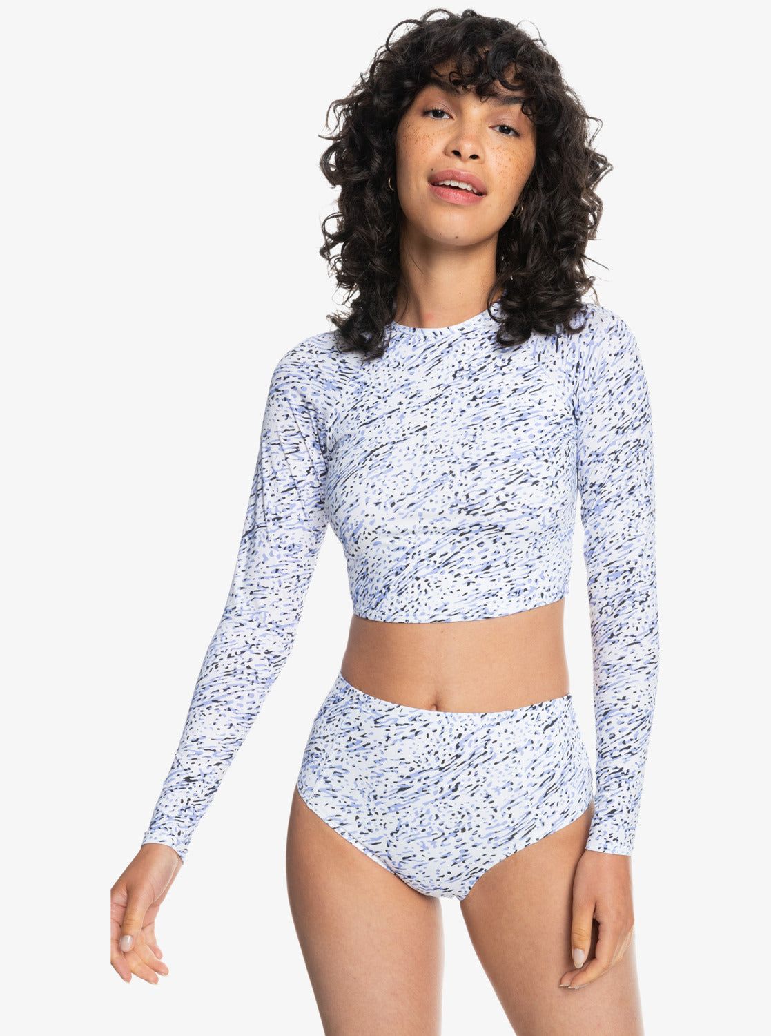 Quiksilver Womens Long Sleeve Crop Bikini Top - Hydrangea Animinimal sold by Quiksilver