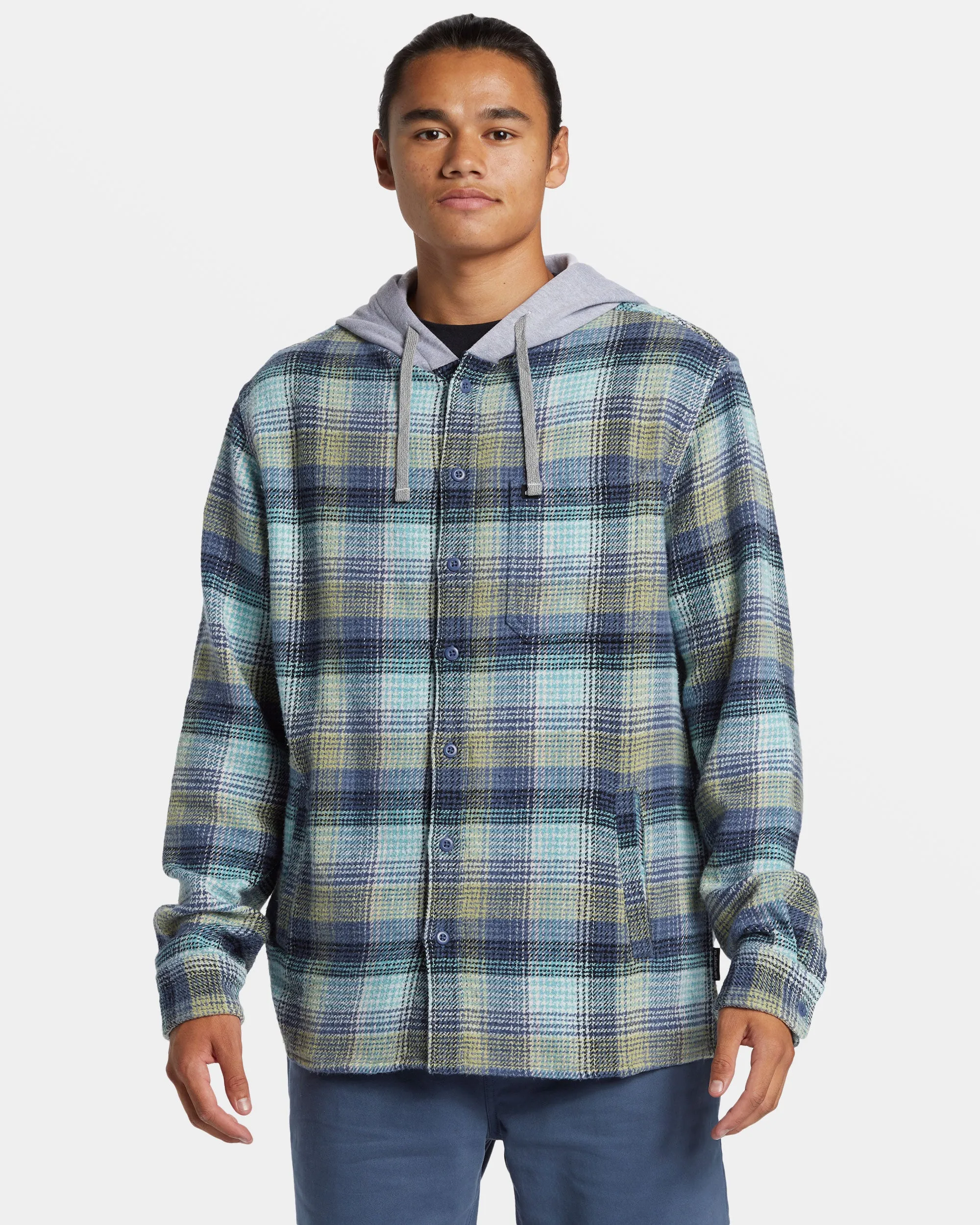 Sandbar Long Sleeve Flannel Shirt - Vintage Blue Sandbar Hooded Fl sold by Quiksilver