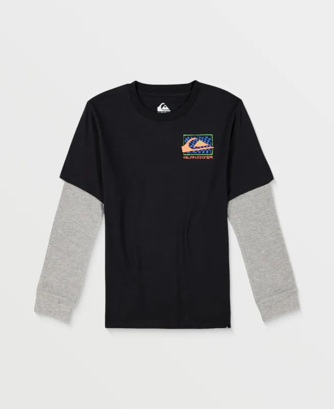 Little Boys Check Box Long Sleeve Shirt - Tarmac sold by Quiksilver