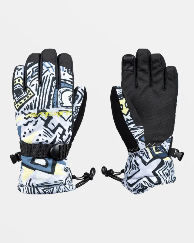 Boys 8-16 Mission Snow Gloves - Heritage Scribble Black sold by Quiksilver