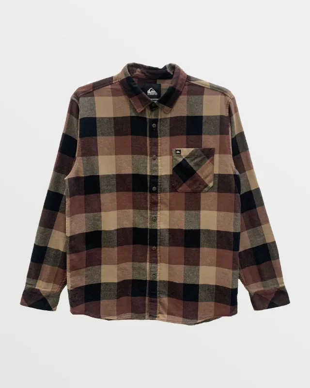 Motherfly Long Sleeve Flannel - Brown Stone Motherfly Print sold by Quiksilver
