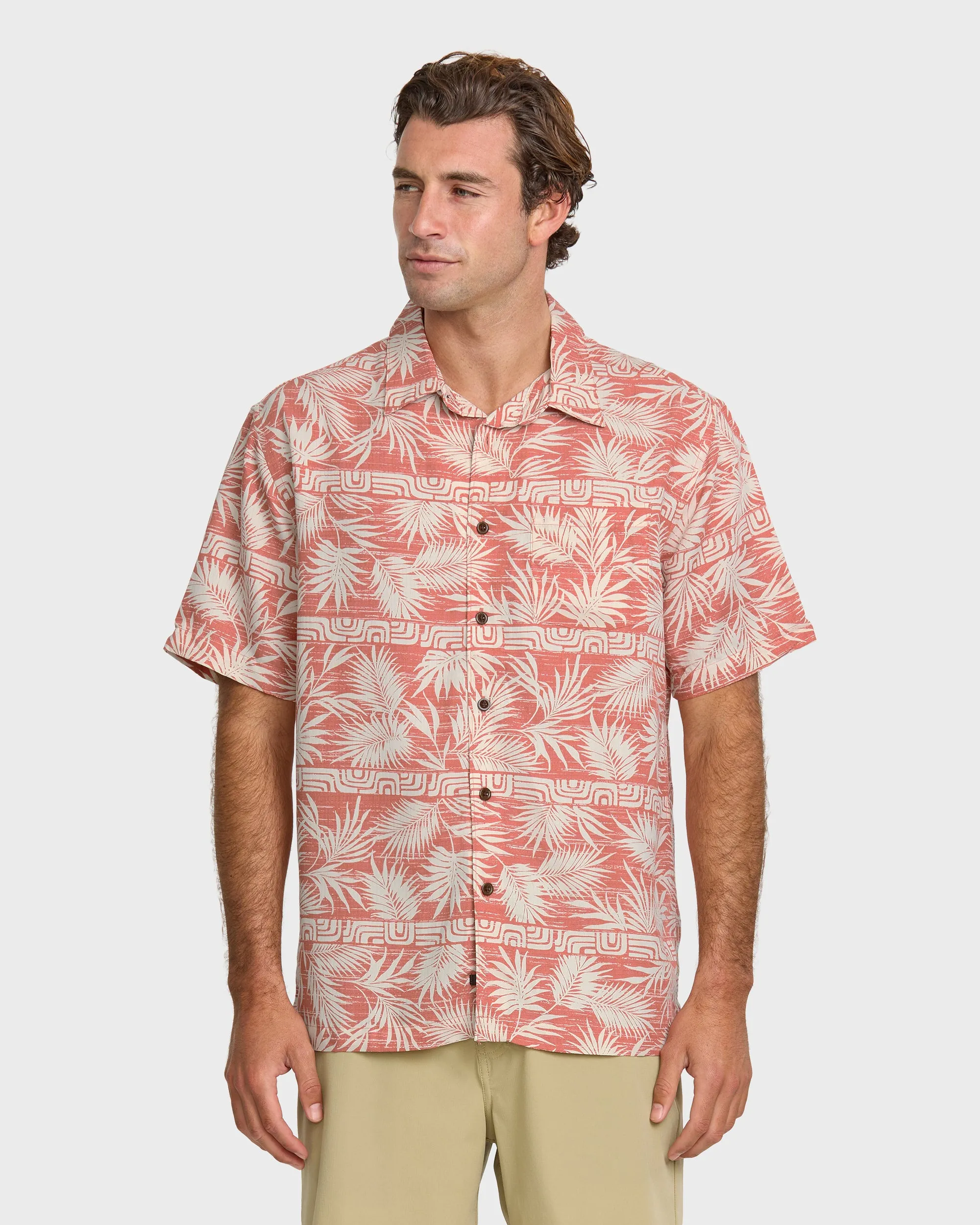 Waterman Fern Garden Short Sleeve Shirt - Apricot sold by Quiksilver